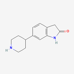 molecular formula C13H16N2O B13029175 6-(Piperidin-4-yl)indolin-2-one 