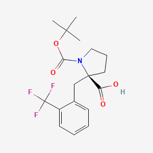 molecular formula C18H22F3NO4 B1302920 (R)-1-(tert-Butoxycarbonyl)-2-(2-(trifluoromethyl)benzyl)pyrrolidine-2-carboxylic acid CAS No. 959576-51-3