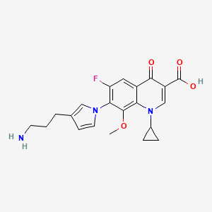 molecular formula C21H22FN3O4 B13029206 7-[3-(3-Aminopropyl)pyrrol-1-yl]-1-cyclopropyl-6-fluoro-8-methoxy-4-oxoquinoline-3-carboxylic acid 