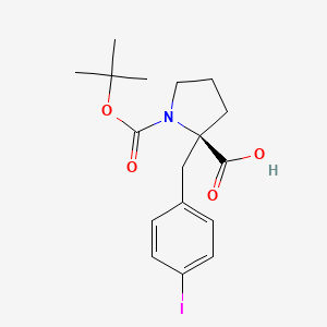 molecular formula C17H22INO4 B1302926 (R)-1-(tert-Butoxycarbonyl)-2-(4-iodobenzyl)pyrrolidine-2-carboxylic acid CAS No. 959576-49-9