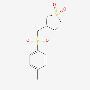 molecular formula C12H16O4S2 B13029314 3-(Tosylmethyl)tetrahydrothiophene 1,1-dioxide 