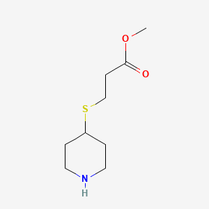 molecular formula C9H17NO2S B13029420 Methyl 3-(piperidin-4-ylthio)propanoate 