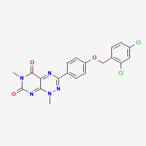 molecular formula C20H15Cl2N5O3 B13029428 3-(4-((2,4-Dichlorobenzyl)oxy)phenyl)-1,6-dimethylpyrimido[5,4-e][1,2,4]triazine-5,7(1H,6H)-dione 