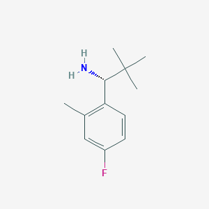 molecular formula C12H18FN B13029488 (R)-1-(4-Fluoro-2-methylphenyl)-2,2-dimethylpropan-1-amine 