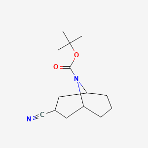 molecular formula C14H22N2O2 B13029507 Tert-butyl 3-cyano-9-azabicyclo[3.3.1]nonane-9-carboxylate 