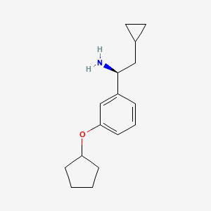 molecular formula C16H23NO B13029623 (1S)-1-(3-Cyclopentyloxyphenyl)-2-cyclopropylethylamine 