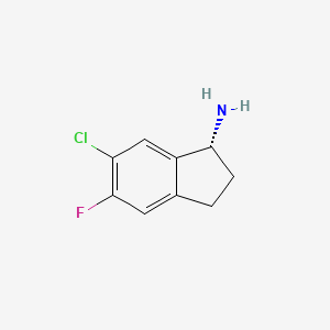 molecular formula C9H9ClFN B13029673 (R)-6-Chloro-5-fluoro-2,3-dihydro-1H-inden-1-amine 