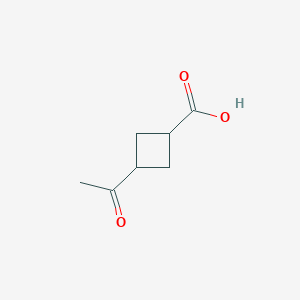 molecular formula C7H10O3 B13029699 3-Acetylcyclobutane-1-carboxylic acid 