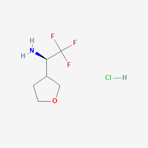 molecular formula C6H11ClF3NO B13029704 (1R)-2,2,2-Trifluoro-1-(tetrahydrofuran-3-YL)ethan-1-amine hcl 