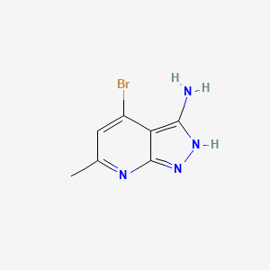 molecular formula C7H7BrN4 B13029783 4-Bromo-6-methyl-1H-pyrazolo[5,4-b]pyridin-3-amine 