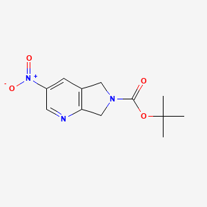 molecular formula C12H15N3O4 B13029847 tert-Butyl 3-nitro-5H-pyrrolo[3,4-b]pyridine-6(7H)-carboxylate 