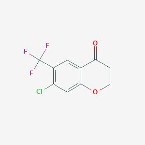 molecular formula C10H6ClF3O2 B13029905 7-Chloro-6-(trifluoromethyl)chroman-4-one 