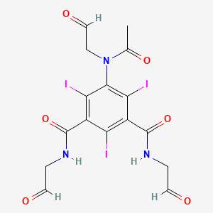 molecular formula C16H14I3N3O6 B13029966 2,4,6-Triiodo-N1,N3-bis(2-oxoethyl)-5-(N-(2-oxoethyl)acetamido)isophthalamide 