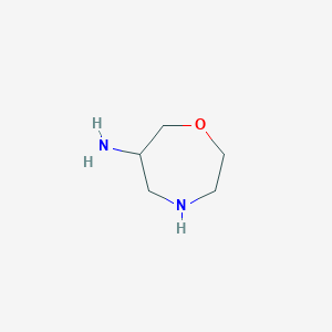 molecular formula C5H12N2O B13030041 1,4-Oxazepan-6-amine 