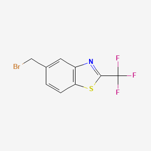 molecular formula C9H5BrF3NS B13030047 Benzothiazole, 5-(bromomethyl)-2-(trifluoromethyl)- 