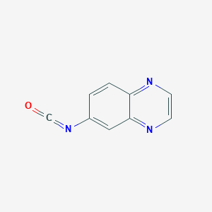 molecular formula C9H5N3O B13030055 6-Isocyanatoquinoxaline 