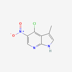 molecular formula C8H6ClN3O2 B13030072 4-chloro-3-methyl-5-nitro-1H-pyrrolo[2,3-b]pyridine CAS No. 1638764-15-4