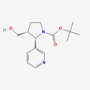 molecular formula C15H22N2O3 B13030109 Cis-Tert-Butyl 3-(Hydroxymethyl)-2-(Pyridin-3-Yl)Pyrrolidine-1-Carboxylate 