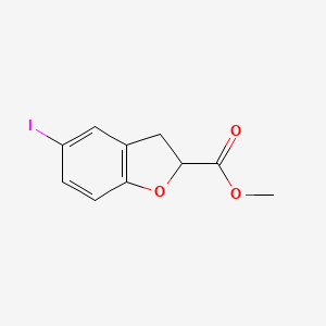 molecular formula C10H9IO3 B13030148 Methyl 5-iodo-2,3-dihydrobenzofuran-2-carboxylate 