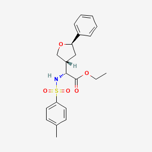 molecular formula C21H25NO5S B13030211 Ethyl (R)-2-((4-methylphenyl)sulfonamido)-2-((3R,5R)-5-phenyltetrahydrofuran-3-YL)acetate 