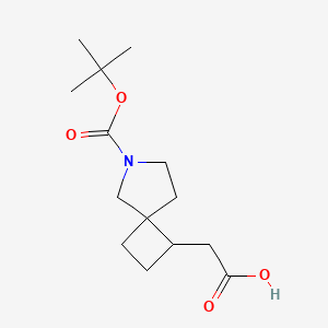 molecular formula C14H23NO4 B13030225 2-(6-(tert-Butoxycarbonyl)-6-azaspiro[3.4]octan-1-yl)acetic acid CAS No. 2227206-41-7