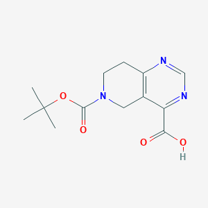 molecular formula C13H17N3O4 B13030291 6-[(2-methylpropan-2-yl)oxycarbonyl]-7,8-dihydro-5H-pyrido[4,3-d]pyrimidine-4-carboxylic acid 