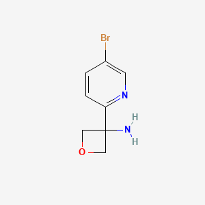 molecular formula C8H9BrN2O B13030295 3-(5-Bromopyridin-2-yl)oxetan-3-amine 