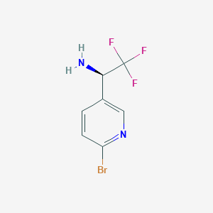 molecular formula C7H6BrF3N2 B13030334 (R)-1-(6-Bromopyridin-3-YL)-2,2,2-trifluoroethan-1-amine 