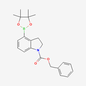 molecular formula C22H26BNO4 B13030369 Benzyl 4-(4,4,5,5-tetramethyl-1,3,2-dioxaborolan-2-yl)-2,3-dihydroindole-1-carboxylate 