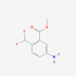 molecular formula C9H9F2NO2 B13030432 Methyl 5-amino-2-(difluoromethyl)benzoate 