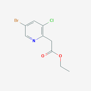 molecular formula C9H9BrClNO2 B13030478 ethyl 2-(5-bromo-3-chloropyridin-2-yl)acetate 