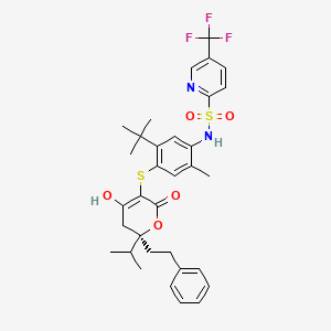 2-Pyridinesulfonamide, N-(4-(((6R)-5,6-dihydro-4-hydroxy-6-(1-methylethyl)-2-oxo-6-(2-phenylethyl)-2H-pyran-3-yl)thio)-5-(1,1-dimethylethyl)-2-methylphenyl)-5-(trifluoromethyl)-