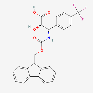 molecular formula C25H20F3NO5 B1303054 (2S,3S)-3-((((9H-芴-9-基)甲氧羰基)氨基)-2-羟基-3-(4-(三氟甲基)苯基)丙酸 CAS No. 959574-18-6