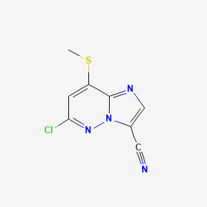 molecular formula C8H5ClN4S B13030547 6-Chloro-8-(methylthio)imidazo[1,2-B]pyridazine-3-carbonitrile 