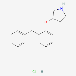 molecular formula C17H20ClNO B13030570 3-(2-Benzylphenoxy)pyrrolidine HCl 