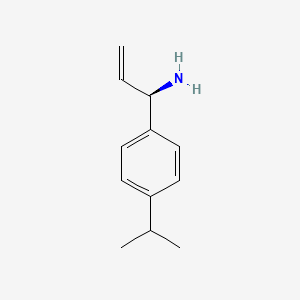 molecular formula C12H17N B13030637 (1R)-1-(4-Isopropylphenyl)prop-2-EN-1-amine 