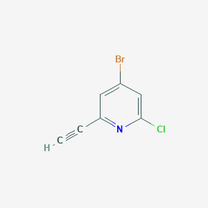 molecular formula C7H3BrClN B13030654 4-Bromo-2-chloro-6-ethynylpyridine 