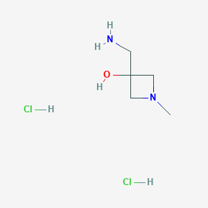 molecular formula C5H14Cl2N2O B13030786 3-(Aminomethyl)-1-methylazetidin-3-ol dihydrochloride 