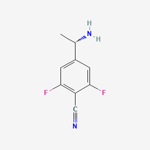 molecular formula C9H8F2N2 B13030796 4-((1S)-1-Aminoethyl)-2,6-difluorobenzenecarbonitrile 