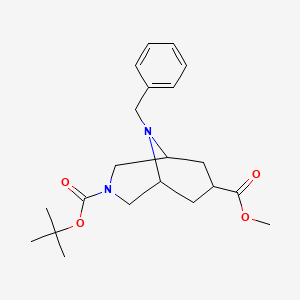 molecular formula C21H30N2O4 B13030829 3-O-tert-butyl 7-O-methyl 9-benzyl-3,9-diazabicyclo[3.3.1]nonane-3,7-dicarboxylate 