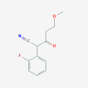 molecular formula C12H12FNO2 B13030841 2-(2-Fluorophenyl)-5-methoxy-3-oxopentanenitrile 