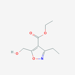 molecular formula C9H13NO4 B13030895 Ethyl 3-ethyl-5-(hydroxymethyl)isoxazole-4-carboxylate CAS No. 95104-41-9