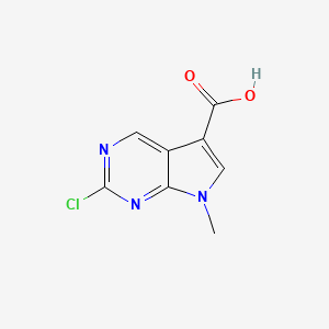 molecular formula C8H6ClN3O2 B13031015 2-Chloro-7-methyl-7h-pyrrolo[2,3-d]pyrimidine-5-carboxylic acid 