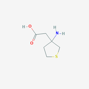 molecular formula C6H11NO2S B13031026 2-(3-Aminothiolan-3-yl)acetic acid 