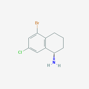 molecular formula C10H11BrClN B13031033 (S)-5-Bromo-7-chloro-1,2,3,4-tetrahydronaphthalen-1-amine 