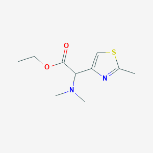 molecular formula C10H16N2O2S B13031147 Ethyl 2-(dimethylamino)-2-(2-methylthiazol-4-YL)acetate 