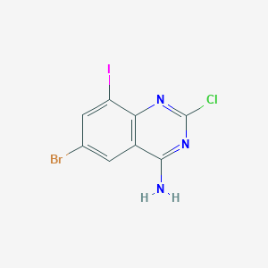 molecular formula C8H4BrClIN3 B13031163 6-Bromo-2-chloro-8-iodoquinazolin-4-amine 