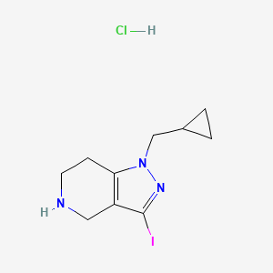 molecular formula C10H15ClIN3 B13031270 1-(Cyclopropylmethyl)-3-iodo-4,5,6,7-tetrahydro-1H-pyrazolo[4,3-C]pyridine hcl 