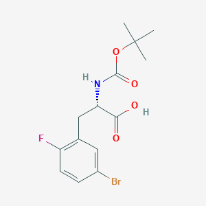 molecular formula C14H17BrFNO4 B13031372 N-Boc-5-bromo-2-fluoro-L-phenylalanine 