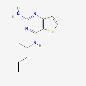 molecular formula C12H18N4S B13031400 6-Methyl-N4-(pentan-2-YL)thieno[3,2-D]pyrimidine-2,4-diamine 